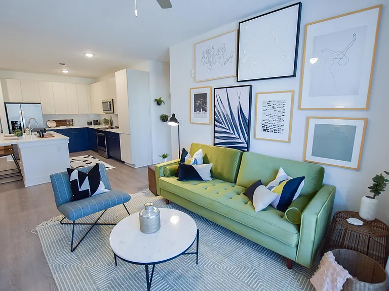 Open concept kitchen and living area