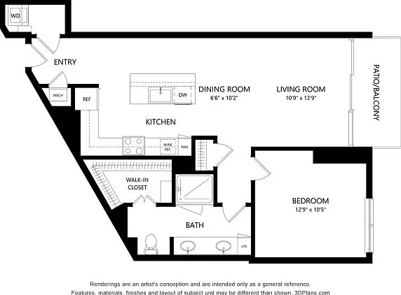 A2 1 bed 1 bath - 848Square Feet A2 1 bed 1 bath - 848Square Feet