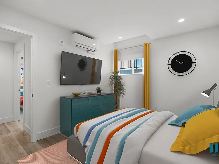 Bedroom with Vinyl Flooring and Recessed Lighting