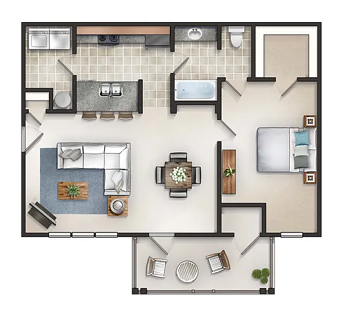 Floor plan The Drake with Balcony