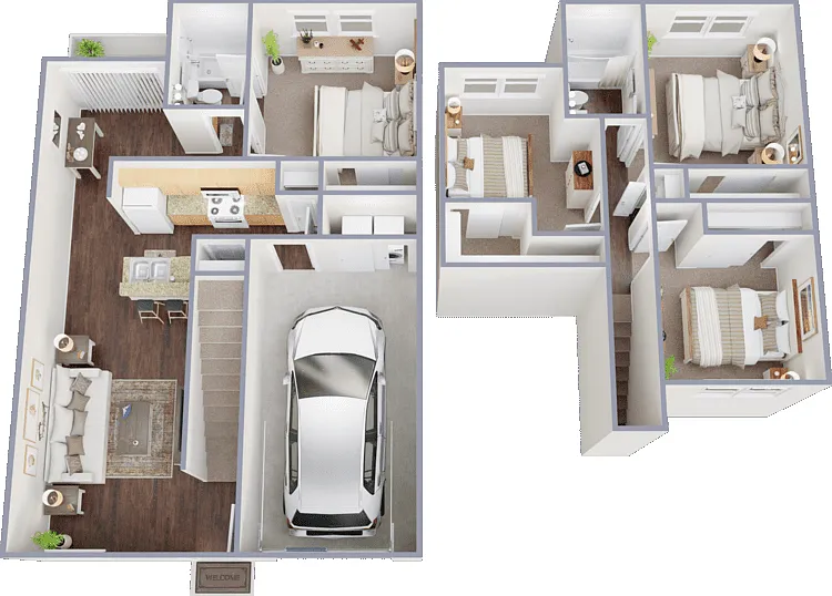 4 Bed 2 Bath Floorplan Diagram