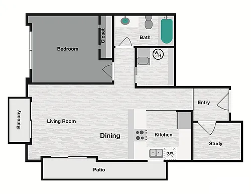 Floor plan 1x1B