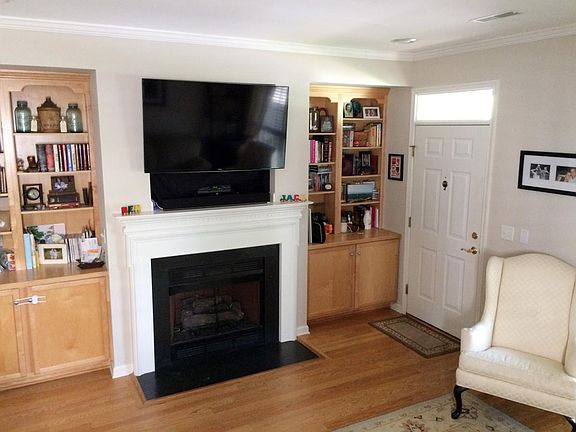 Gas fireplace with built-in bookcases