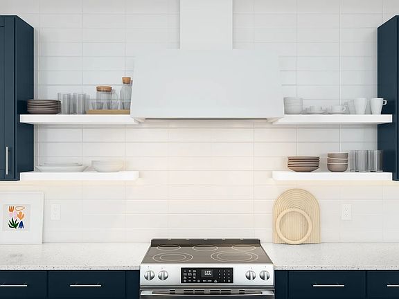 Kitchen with floating shelves