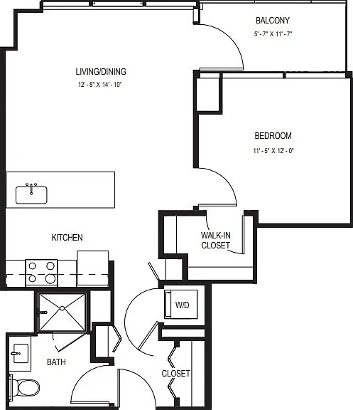 One Bedroom A-03.1 - 700 Sq. Ft. - Floors 5-25 One Bedroom A-03.1 - 700 Sq. Ft. - Floors 5-25
