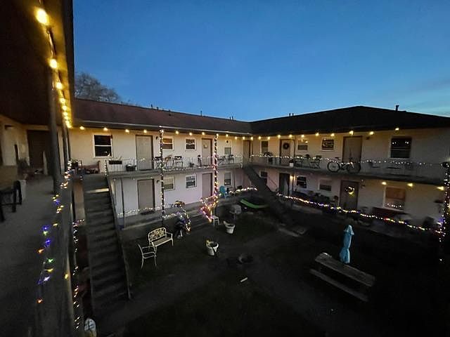 COURTYARD AT NIGHT