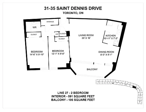 Floor plan 2 Bedroom 2 Bed 1 Bath 10