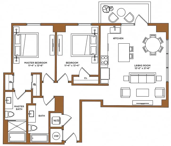 Floor plan 2 Bed/2 Bath-F