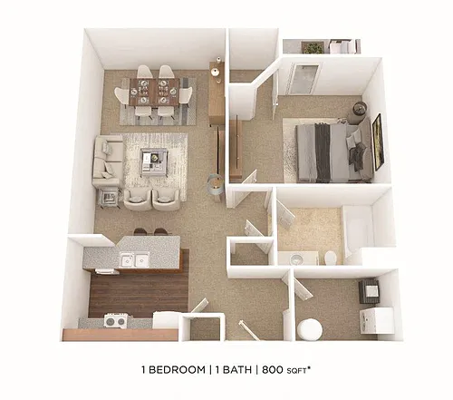 Floor plan One Bedroom- 800 sqft