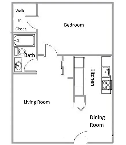 Floor plan 1 bedroom1 bath