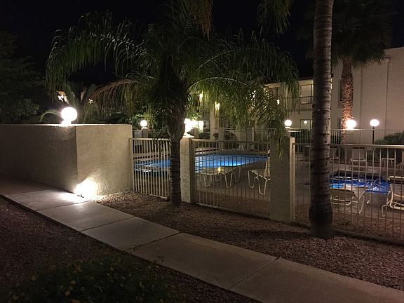 Night view towards pool