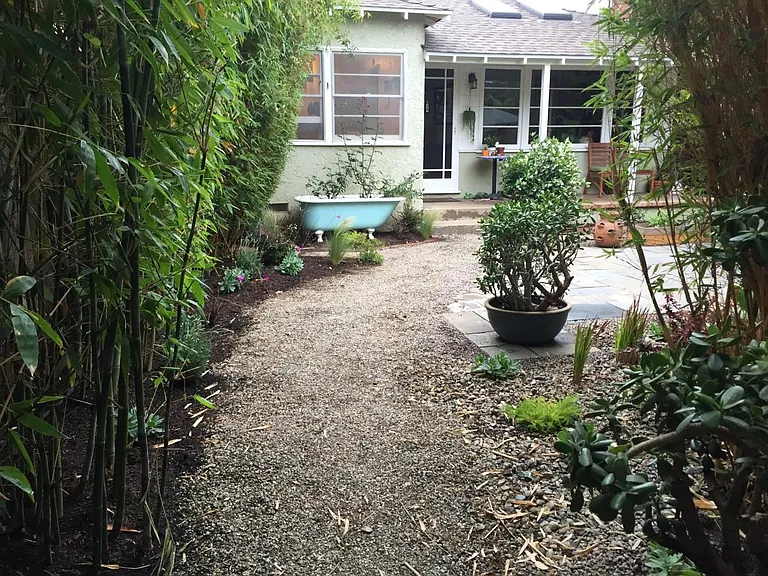Pathway to courtyard and front entrance.