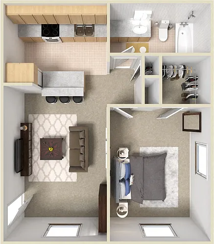Floor plan 1 Bedroom - Renovated