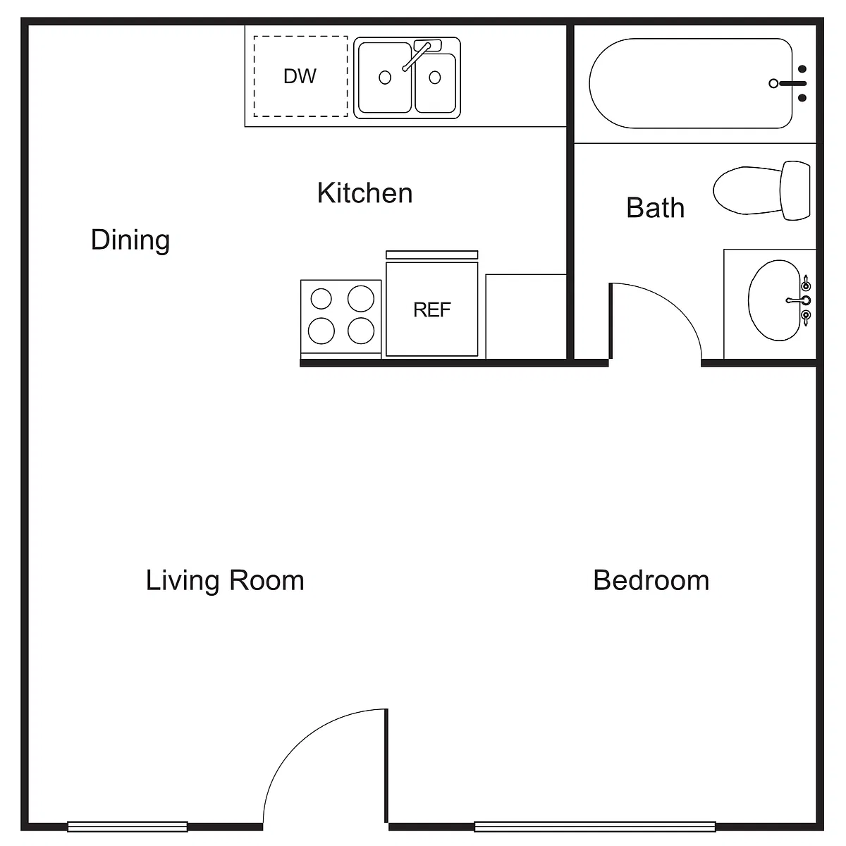 Floor plan Lily Studio 1 Bathroom