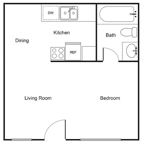 Floor plan Lily Studio 1 Bathroom
