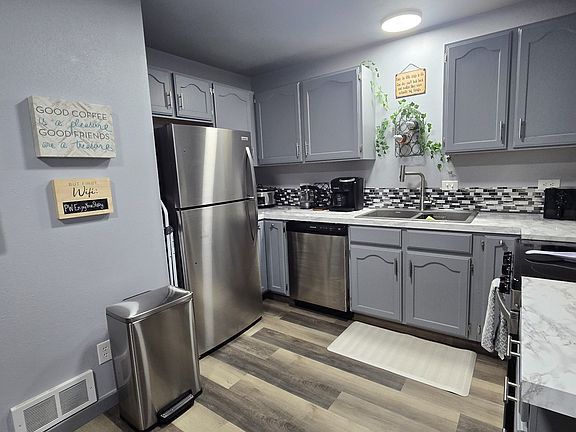 Fully stocked kitchen with all new large and small appliances, dishes, pans and starter paper supplies, coffee, spices, etc.