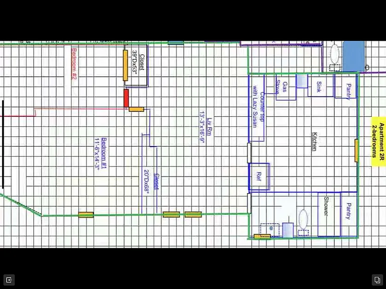 Apartment 2R Floor Plan all big rooms