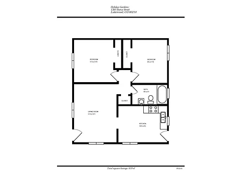 Floor plan HOLIDAY GARDENS- TWO BEDROOM ONE BATH- E