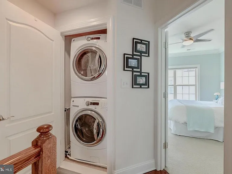 Large washer and dryer conveniently located next to master bedroom and bathroom