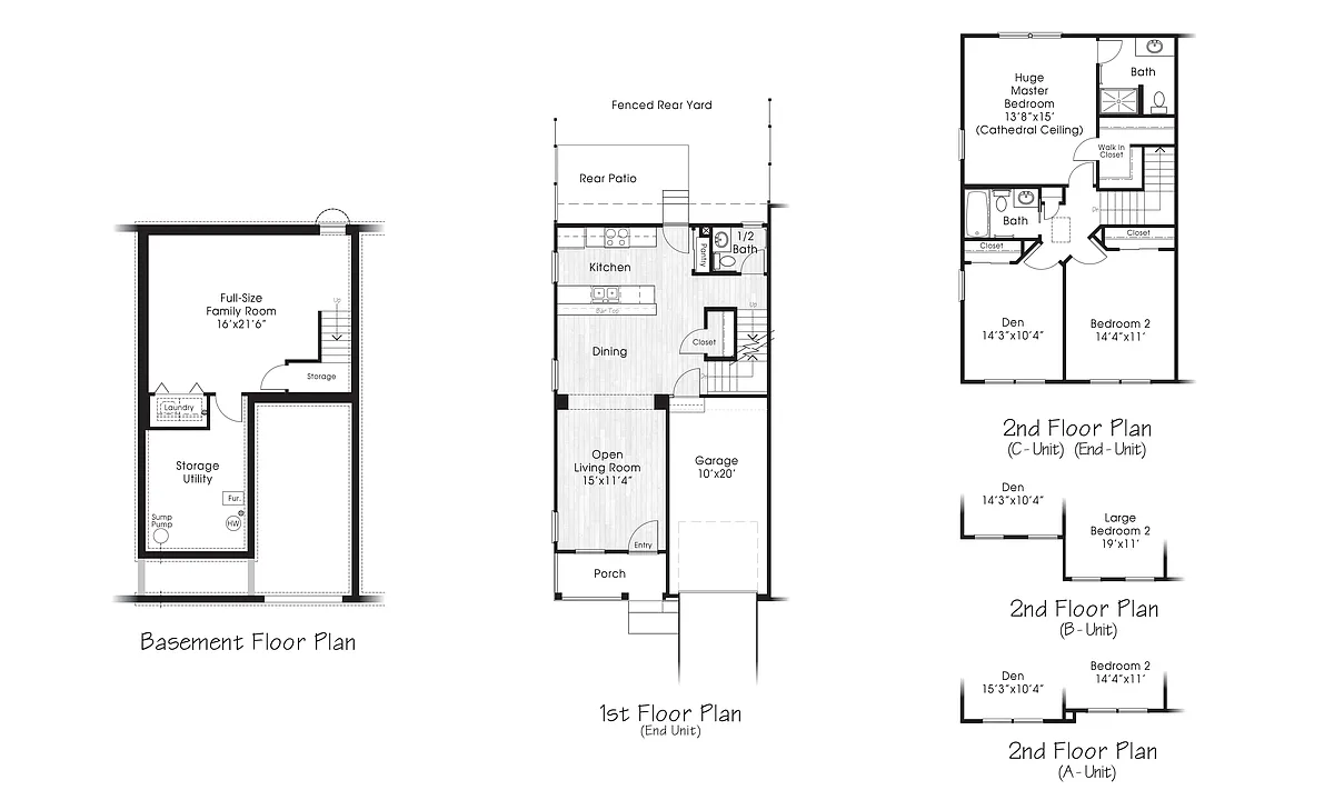 Floor plan 3-Bedroom Townhome