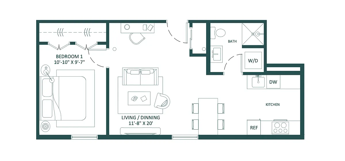 Floor plan 1-Bedroom