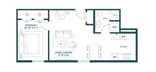 Floor plan 1-Bedroom