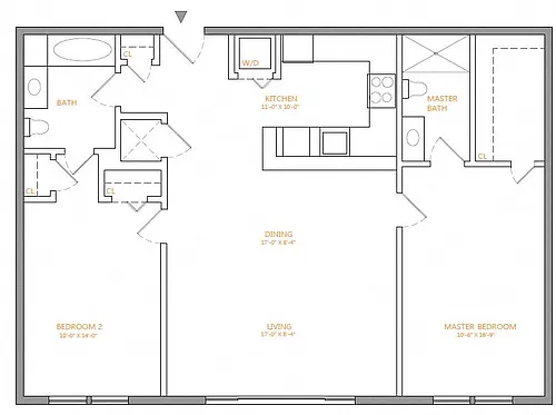Floor plan 2 Bed/2 Bath-T