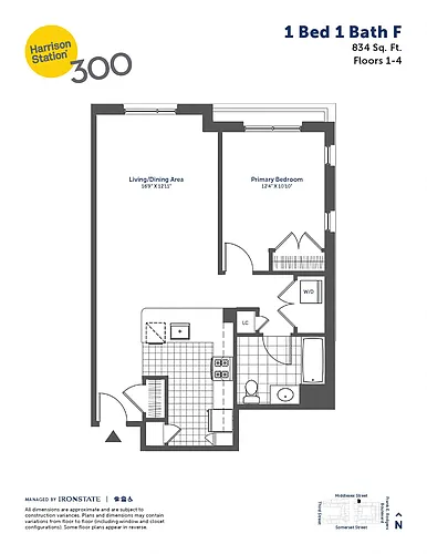 Floor plan 1 Bed 1 Bath F