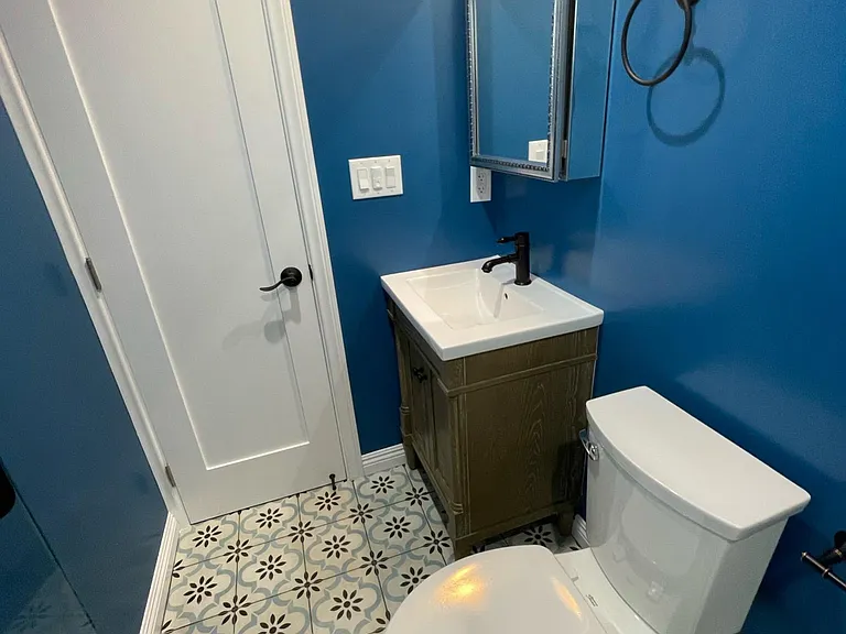 Bathroom with door closed