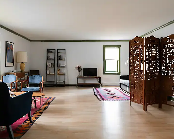 Massive living room - the television has Roku, so you can watch all your favorite shows from Hulu, Netflix, Disney+, whatever you're into
