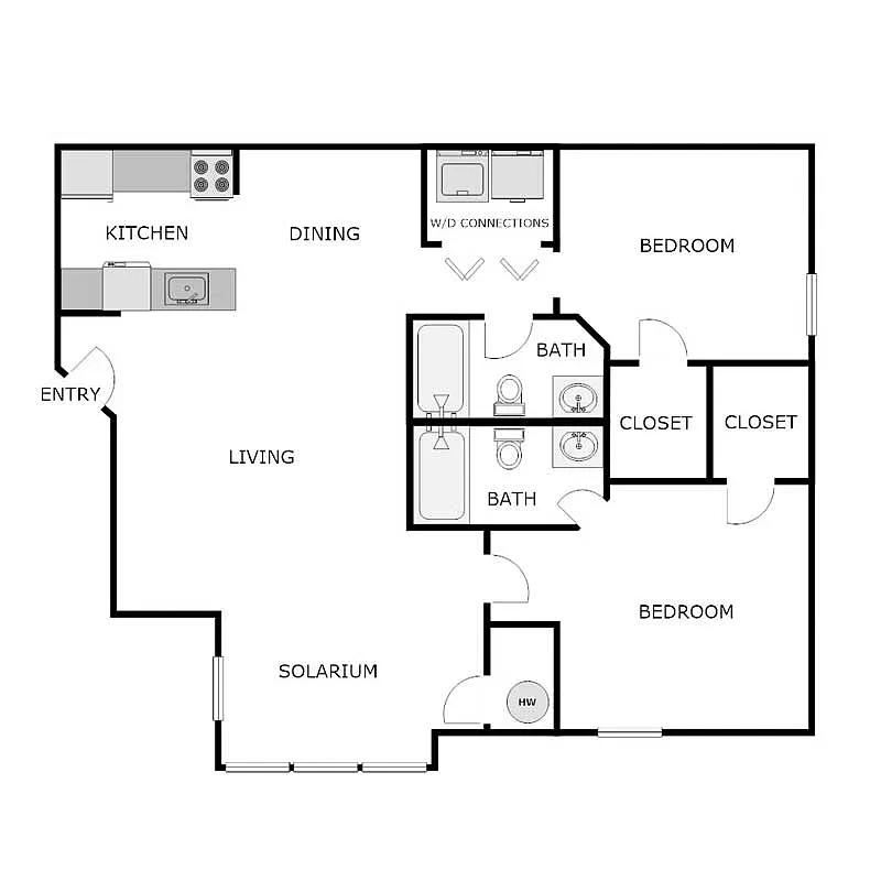 Floor plan 2 Bedroom 2 Bathroom