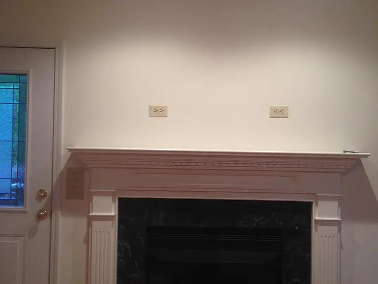 Dark Green Marble, Encased with White Mantel, Gas Fireplace