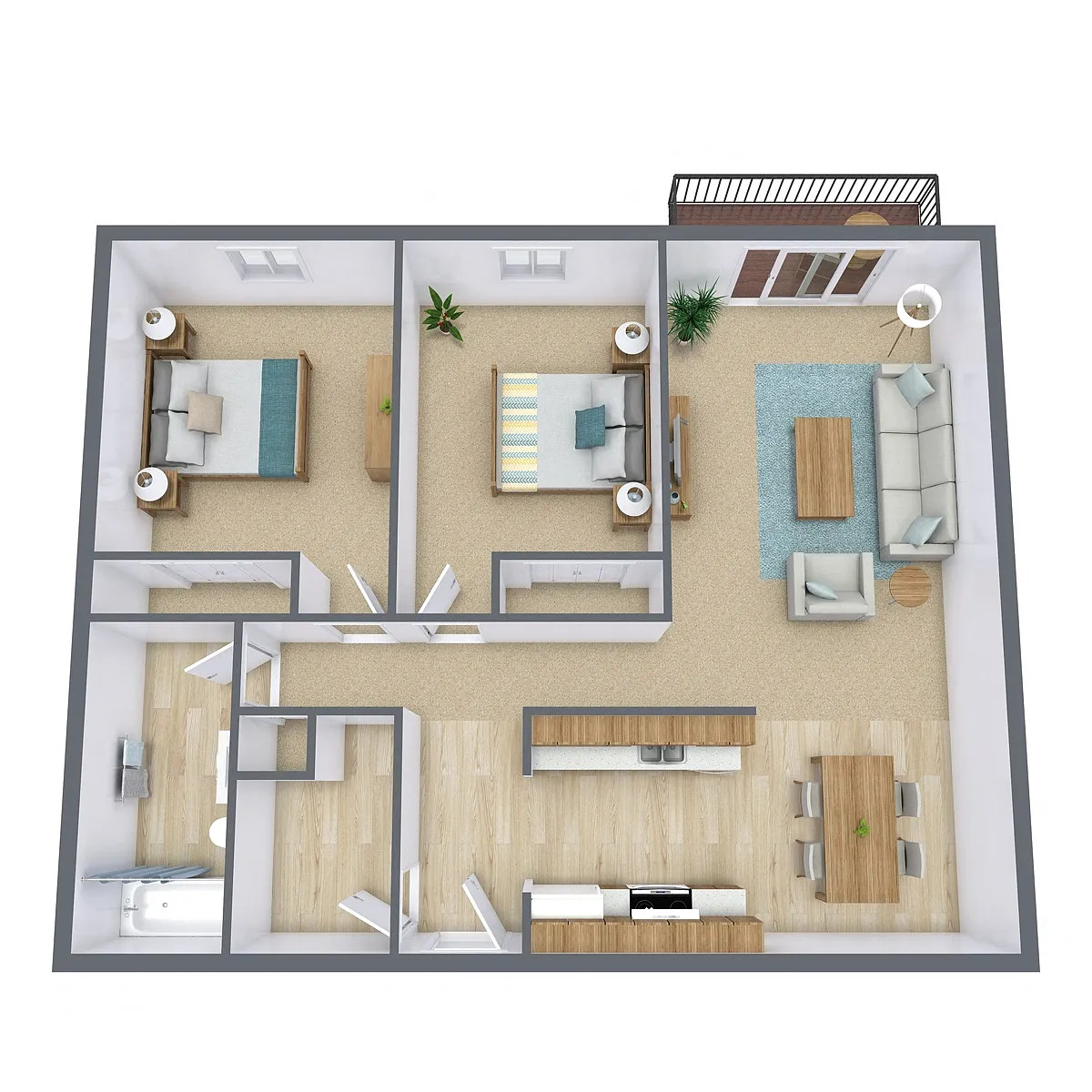 Floor plan Two Bedroom 21B