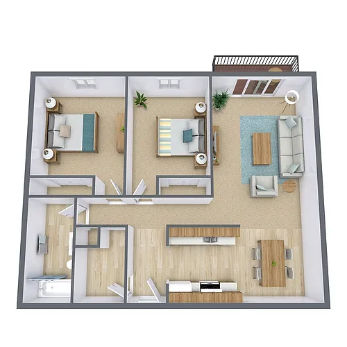 Floor plan Two Bedroom 21B