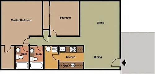 Floor plan 2 Bedroom 2 Bathroom Upper