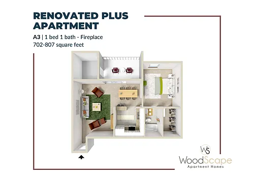 Floor plan A3 (Fireplace) Renovated Plus