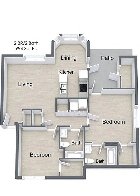 Floor plan Two Bedroom - B
