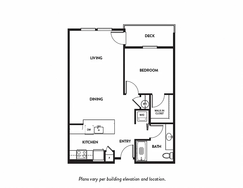 Floor plan 1 Bed 1 Bath B