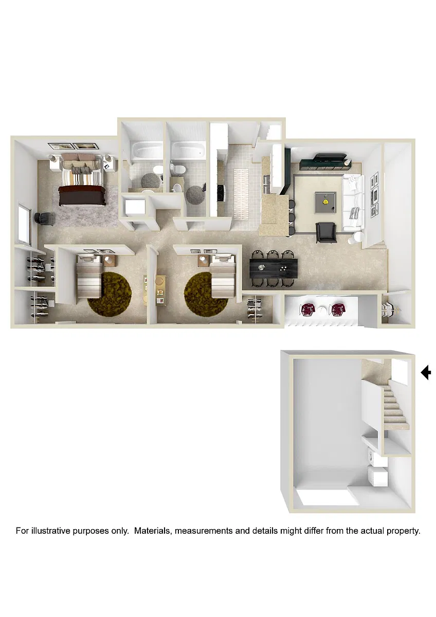 Floor plan 3 Bedroom (Townhome)