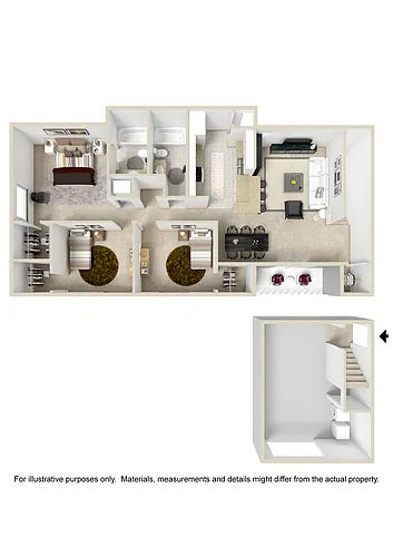 Floor plan 3 Bedroom (Townhome)