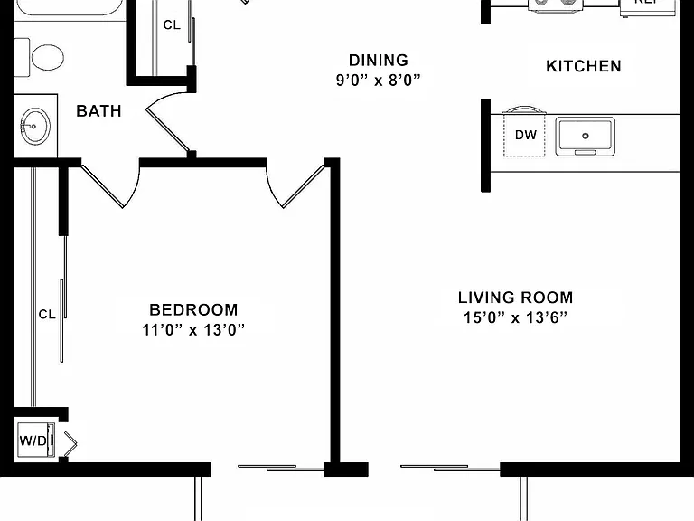 1 BD / 1 BA - 660 SF