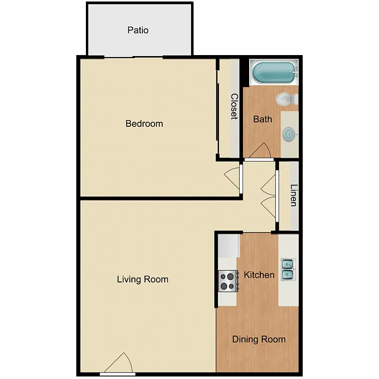 Floor plan 1 Bed 1 Bath