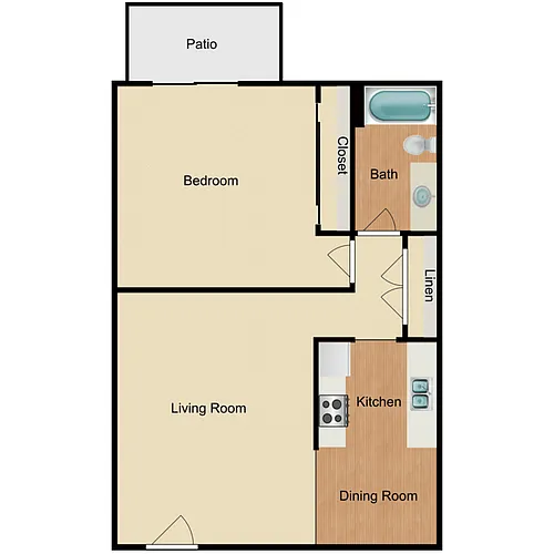 Floor plan 1 Bed 1 Bath