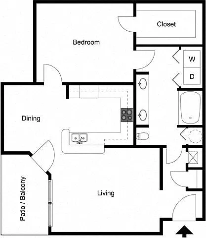 Floor plan 1 Bedroom 1 Bath - C