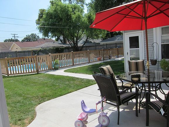 New patio, corner of cabana, inground pool