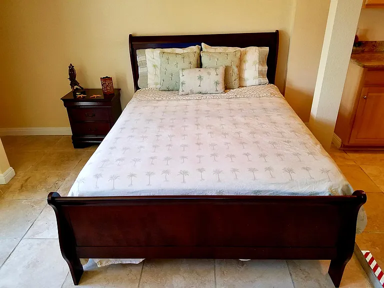 Queen size beds (this is older frame - new one has 2 x drawers in the end for storage)