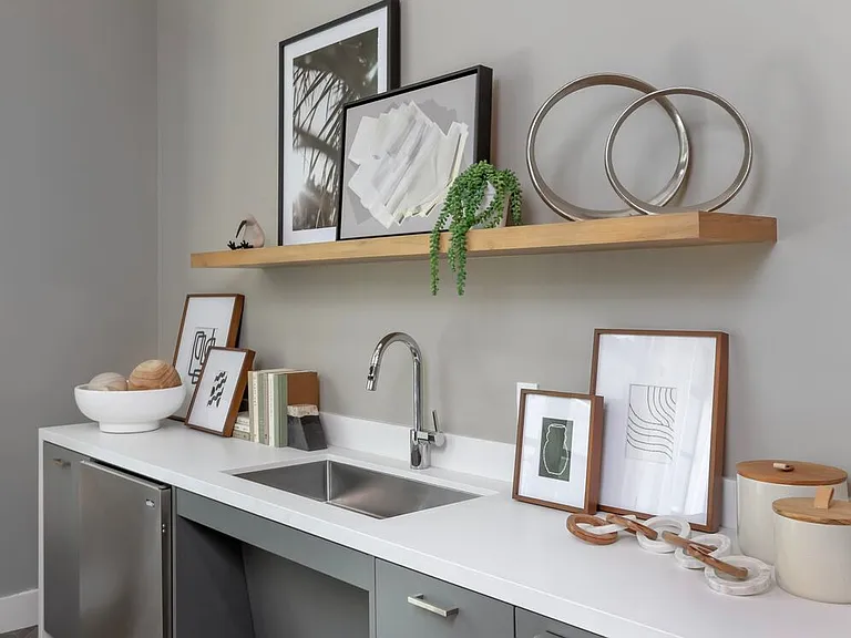 Coworking lounge with entertaining kitchenette