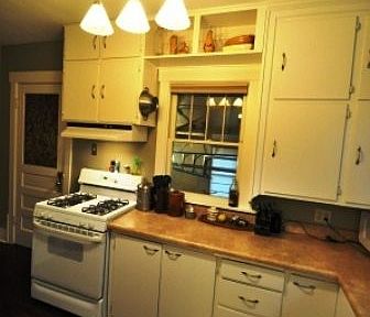 Kitchen - new lighting and bamboo floors, gas stove, dishwasher