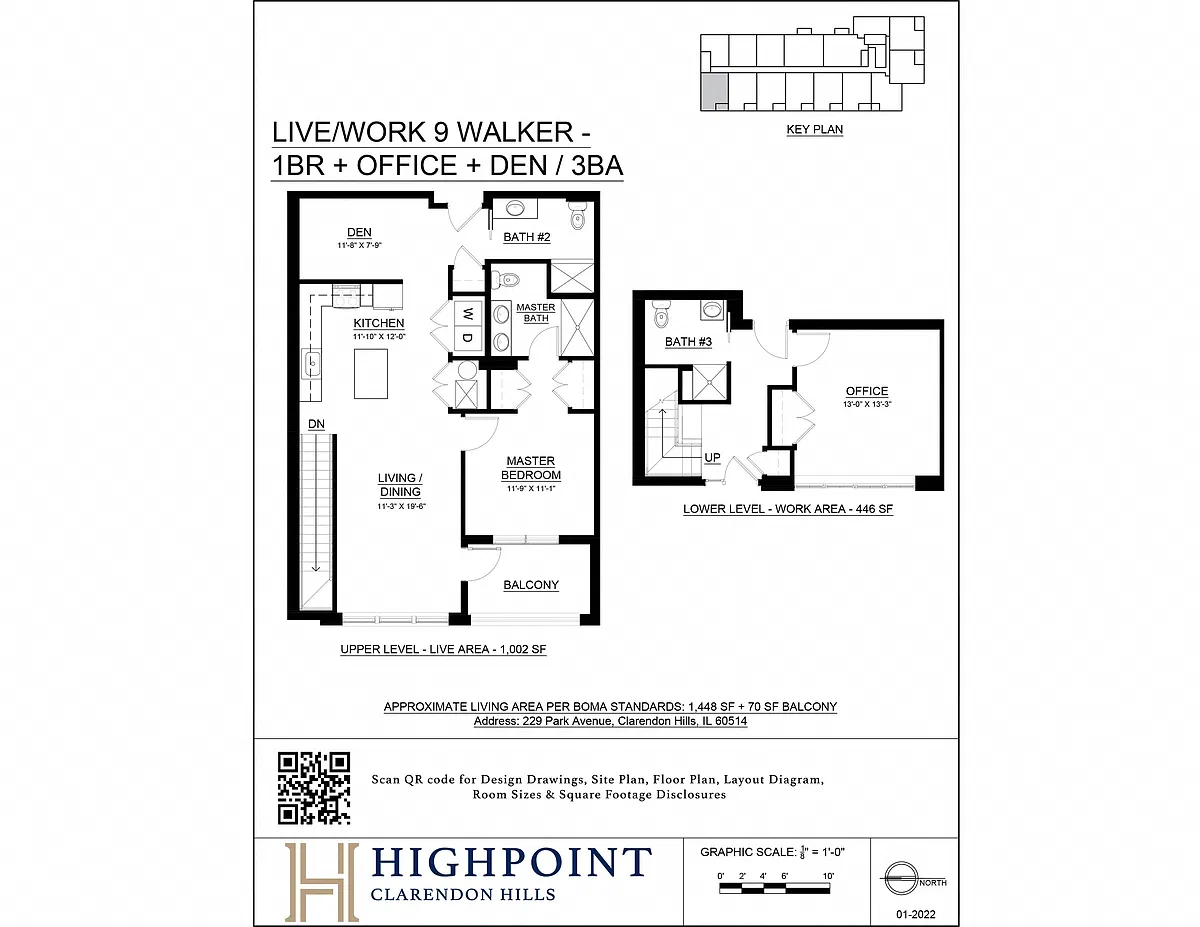 Floor plan 2 Bed 3 Bath + Den