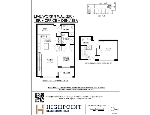 Floor plan 2 Bed 3 Bath + Den
